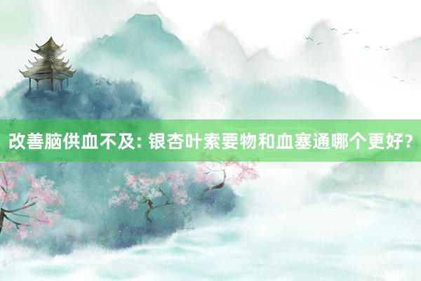 改善脑供血不及: 银杏叶索要物和血塞通哪个更好？