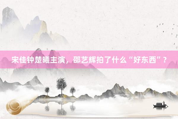 宋佳钟楚曦主演，邵艺辉拍了什么“好东西”？