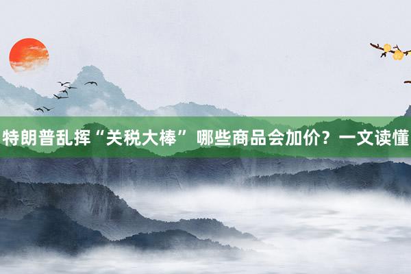 特朗普乱挥“关税大棒” 哪些商品会加价？一文读懂