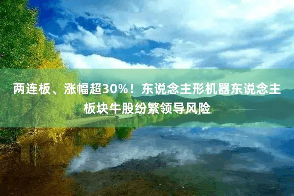 两连板、涨幅超30%！东说念主形机器东说念主板块牛股纷繁领导风险