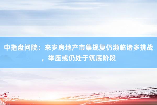 中指盘问院：来岁房地产市集规复仍濒临诸多挑战，举座或仍处于筑底阶段